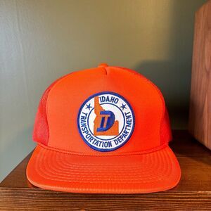 Idaho Transportation Department Vintage Orange Patch Mesh Snapback Trucker Hat